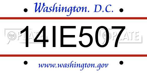 14IE507 District Of Columbia License Plate