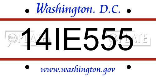 14IE555 District Of Columbia License Plate