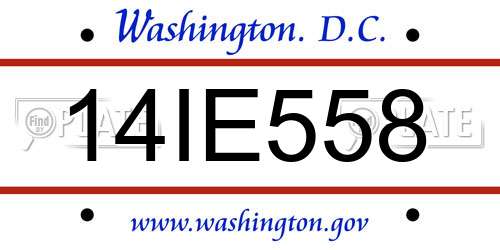 14IE558 District Of Columbia License Plate
