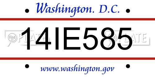14IE585 District Of Columbia License Plate
