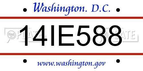 14IE588 District Of Columbia License Plate