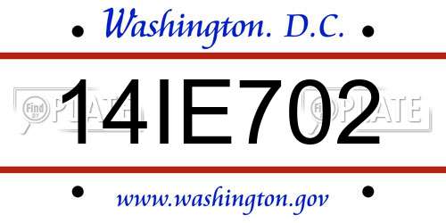 14IE702 District Of Columbia License Plate