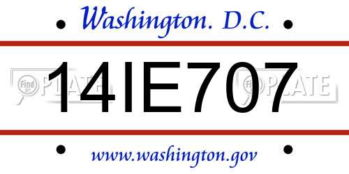 14IE707 District Of Columbia License Plate