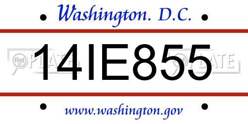 14IE855 District Of Columbia License Plate
