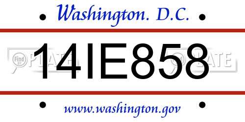 14IE858 District Of Columbia License Plate
