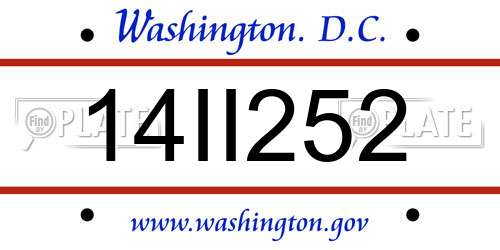 14II252 District Of Columbia License Plate