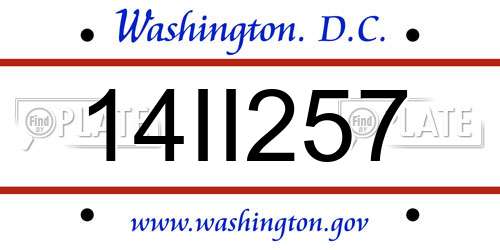 14II257 District Of Columbia License Plate