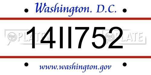 14II752 District Of Columbia License Plate