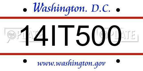 14IT500 District Of Columbia License Plate
