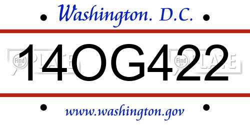 14OG422 District Of Columbia License Plate