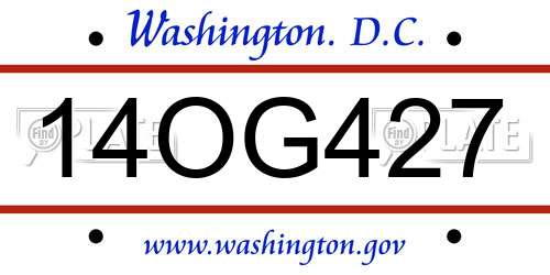 14OG427 District Of Columbia License Plate