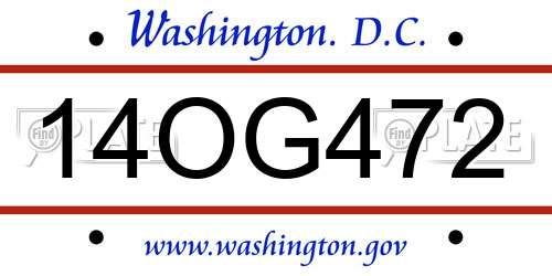 14OG472 District Of Columbia License Plate