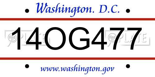 14OG477 District Of Columbia License Plate