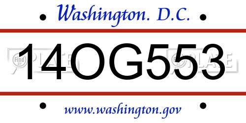 14OG553 District Of Columbia License Plate