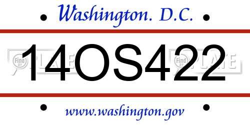 14OS422 District Of Columbia License Plate