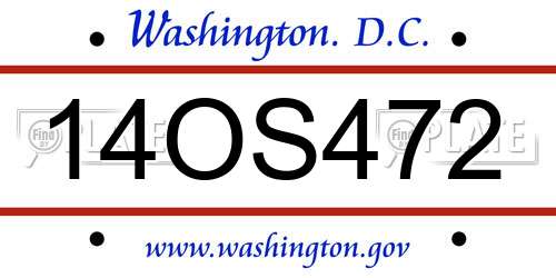 14OS472 District Of Columbia License Plate