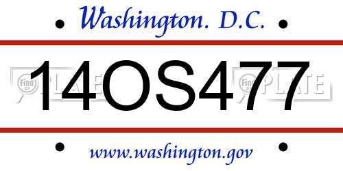 14OS477 District Of Columbia License Plate