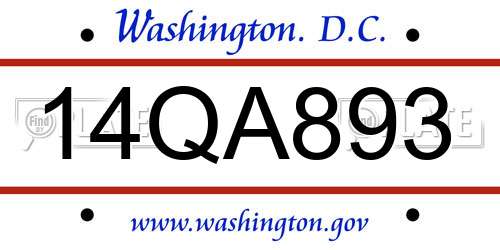 14QA893 District Of Columbia License Plate