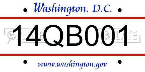 14QB001 District Of Columbia License Plate