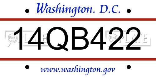 14QB422 District Of Columbia License Plate