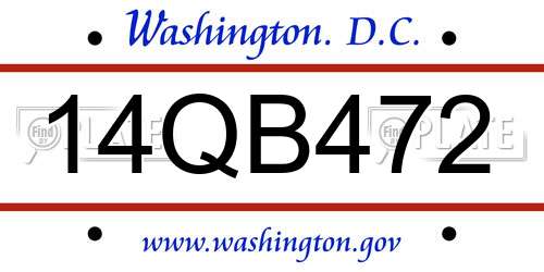14QB472 District Of Columbia License Plate