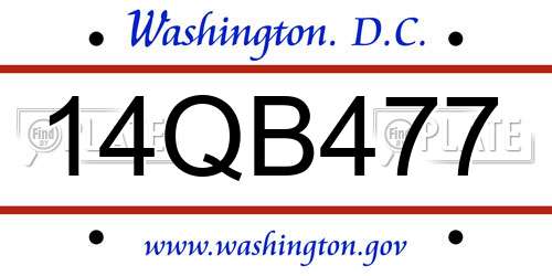 14QB477 District Of Columbia License Plate