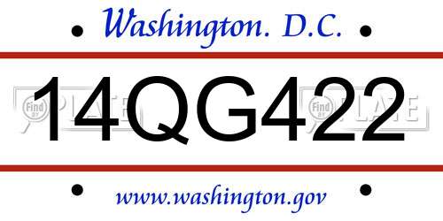 14QG422 District Of Columbia License Plate