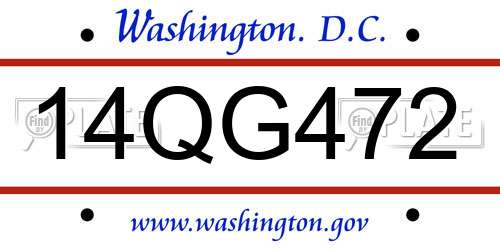 14QG472 District Of Columbia License Plate