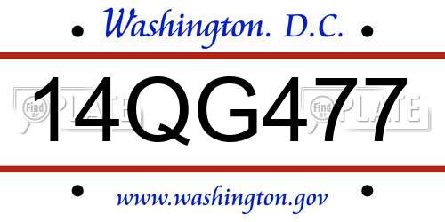 14QG477 District Of Columbia License Plate