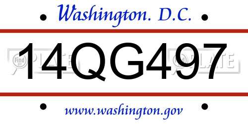 14QG497 District Of Columbia License Plate