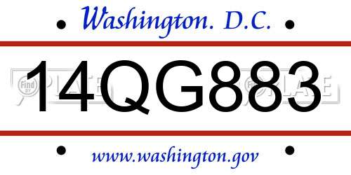 14QG883 District Of Columbia License Plate