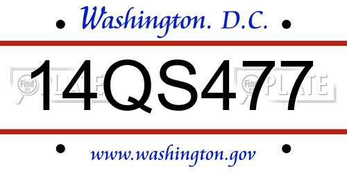 14QS477 District Of Columbia License Plate