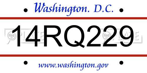 14RQ229 District Of Columbia License Plate