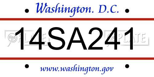 14SA241 District Of Columbia License Plate