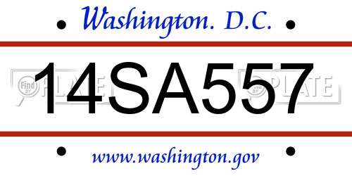 14SA557 District Of Columbia License Plate