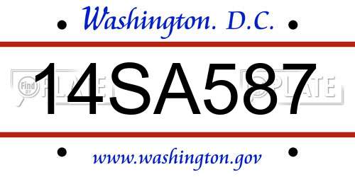14SA587 District Of Columbia License Plate