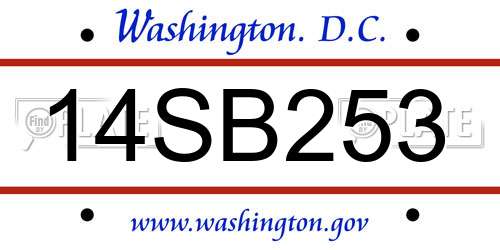 14SB253 District Of Columbia License Plate