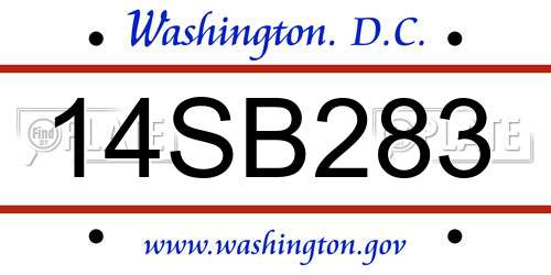 14SB283 District Of Columbia License Plate