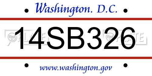 14SB326 District Of Columbia License Plate