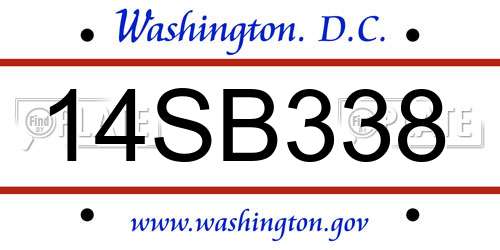 14SB338 District Of Columbia License Plate