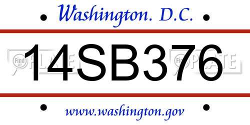 14SB376 District Of Columbia License Plate