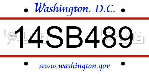 14SB489 District Of Columbia License Plate