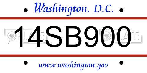 14SB900 District Of Columbia License Plate