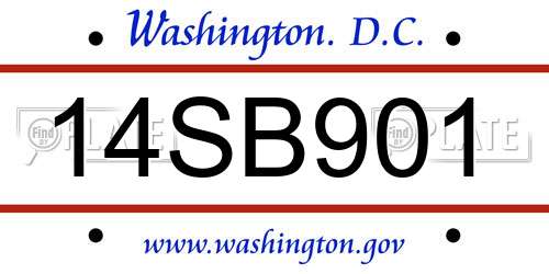 14SB901 District Of Columbia License Plate