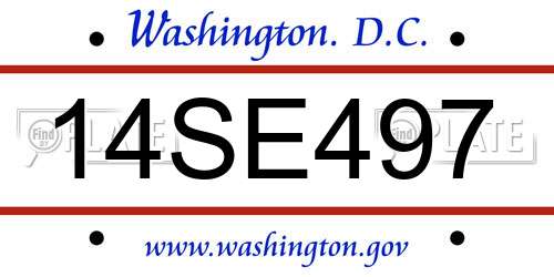 14SE497 District Of Columbia License Plate