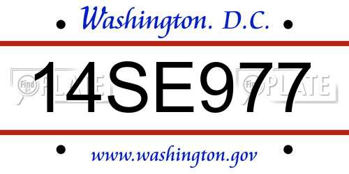 14SE977 District Of Columbia License Plate
