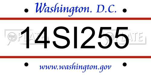 14SI255 District Of Columbia License Plate