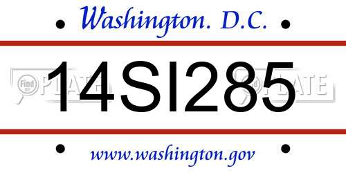 14SI285 District Of Columbia License Plate