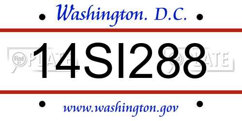 14SI288 District Of Columbia License Plate