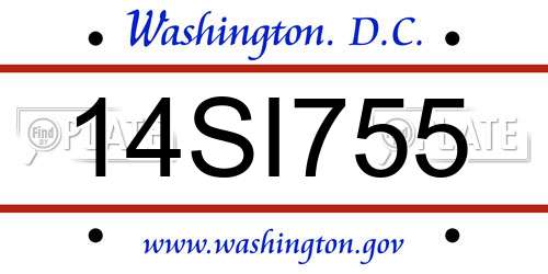 14SI755 District Of Columbia License Plate